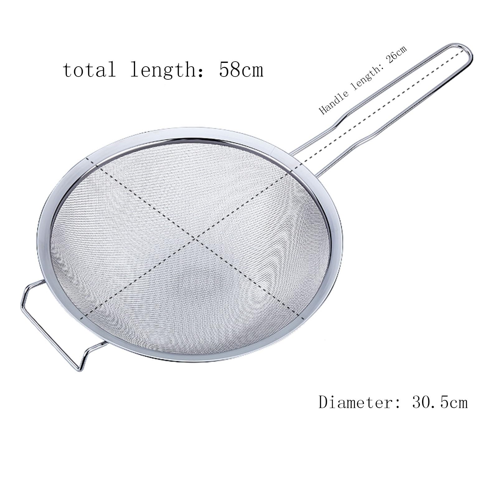 Cuchara coladora de acero inoxidable, cuchara de malla fina, colador de malla fina, colador de acero inoxidable, cuchara de freidora, colador de harina de cocina (30,5 cm)