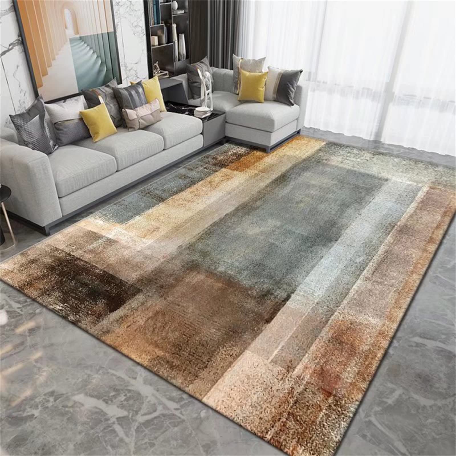 Tapis de sol gris brun 100x200cm anti-dérapant pour chambre d'adulte et couloir