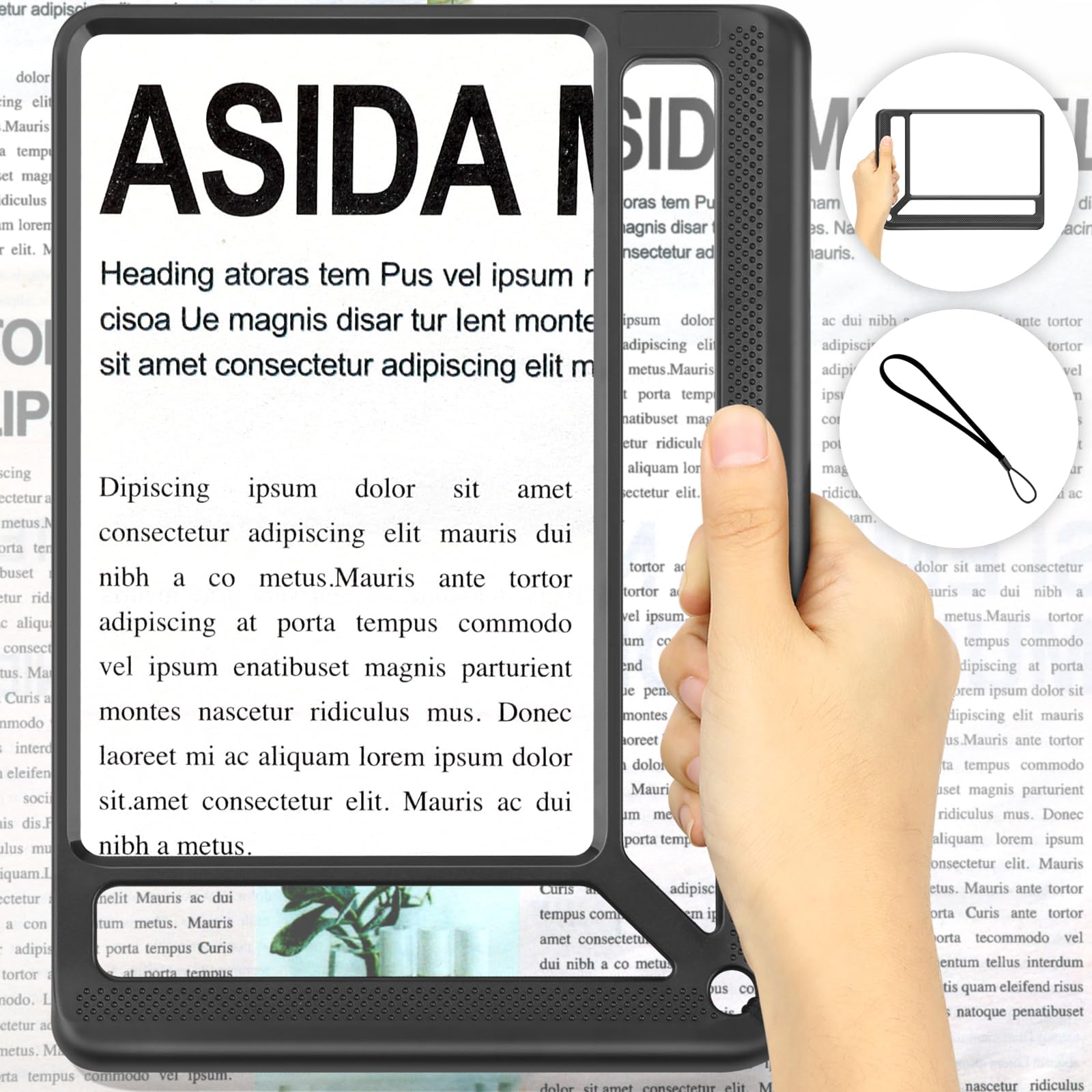 – 5X Full Page Magnifying Glass for Reading, Lightweight Rectangular Magnifier Provides Large Book Page Viewing Area, Upgraded Handheld Magnifier for Reading Small Prints for Seniors Low Vision