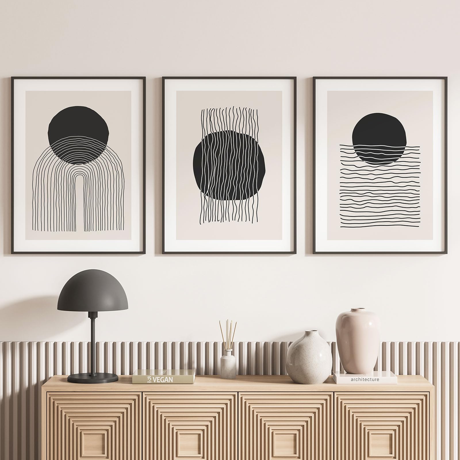 Lumalea Boho 3617681465577 - Set di 3 poster, con bordo nero, 70 x 100 cm (cornici non incluse)