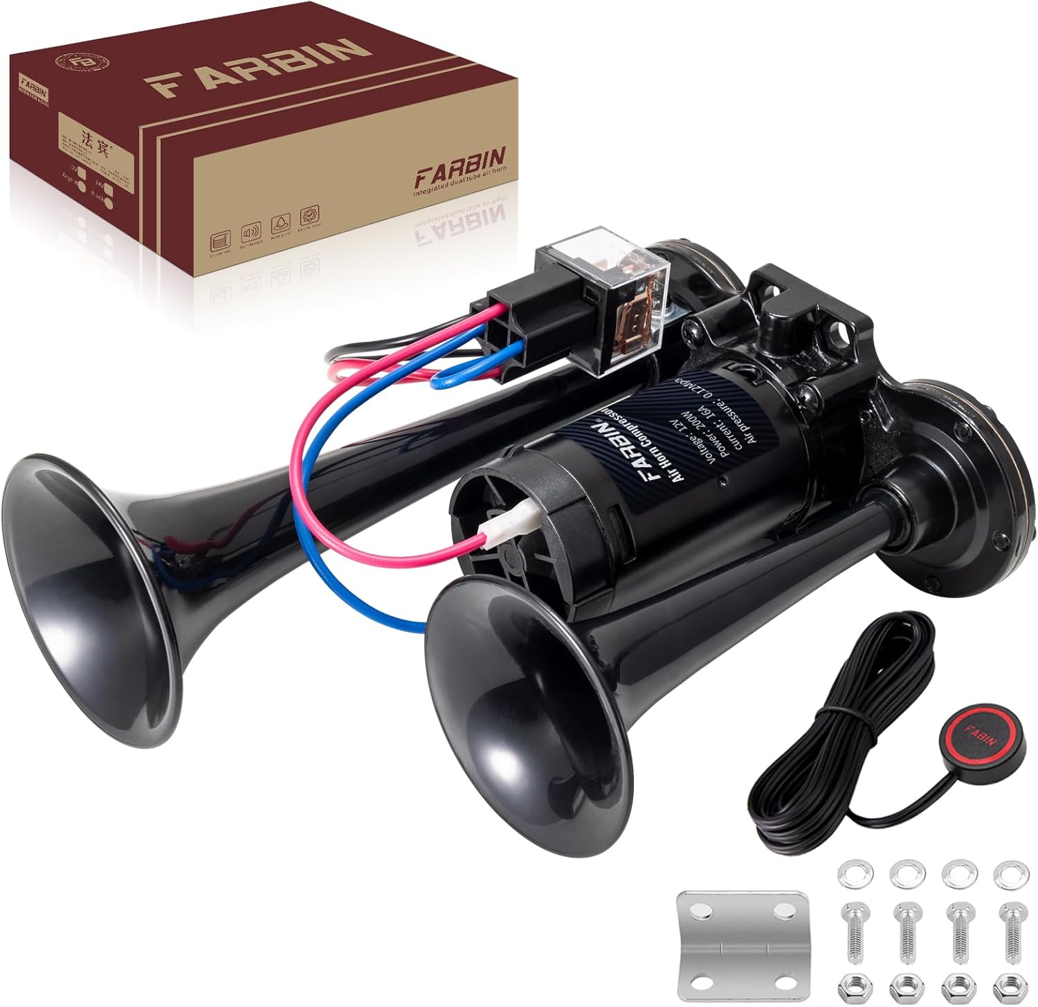 Amazon.com: FARBIN Black Air Horn for Truck Train Horn for Car Loud Car