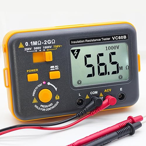 Miniatura 5 de VC60B Medidor de resistencia de aislamiento digital Megohmmetro Ohmmetro Megger Meter 2G Resistencia AC 750V Voltaje Medición Pantalla LCD