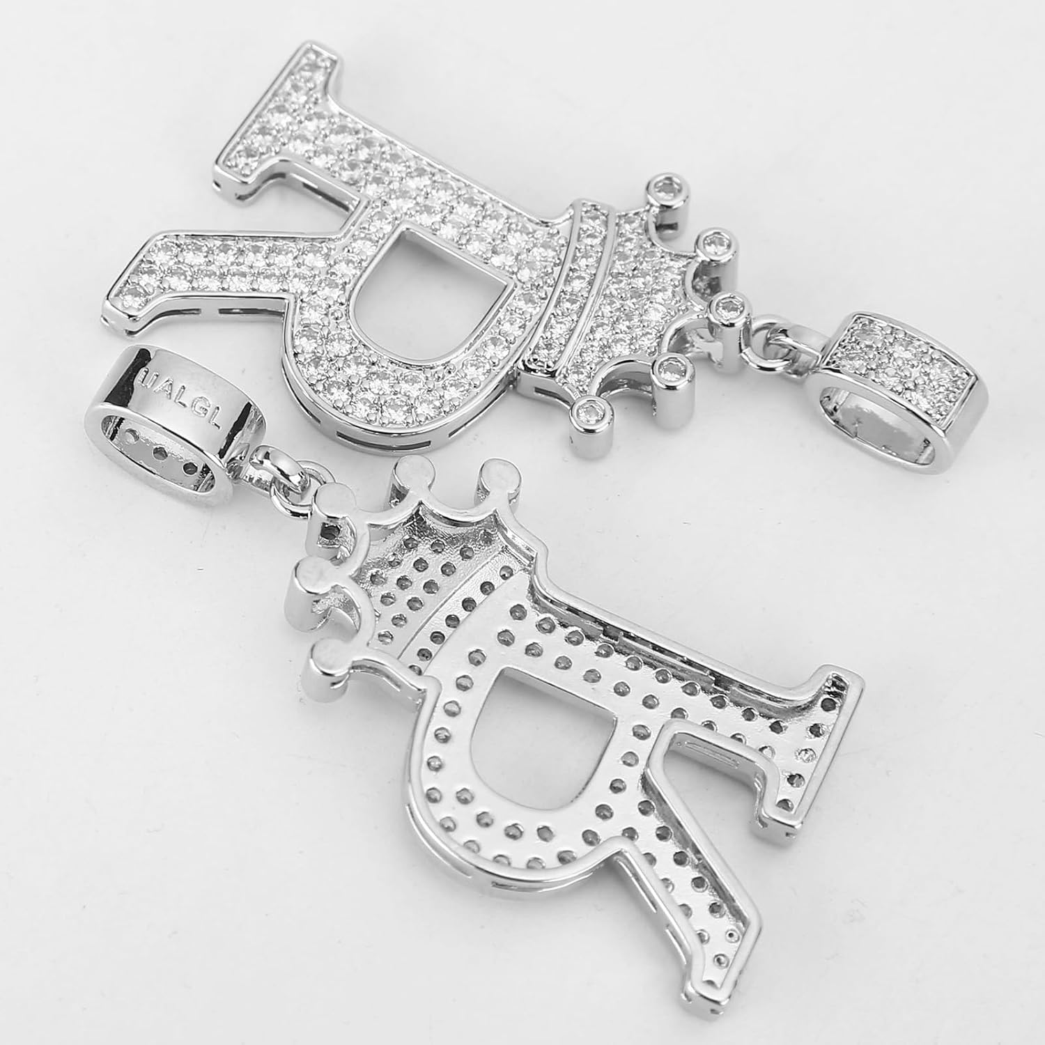 A-Z Letters Necklace Crown Necklace for Men Women 18K Gold Plated Letters Pendants with 23'' Chain Hip Hop Alphabet Name Jewelry Mom Gifts