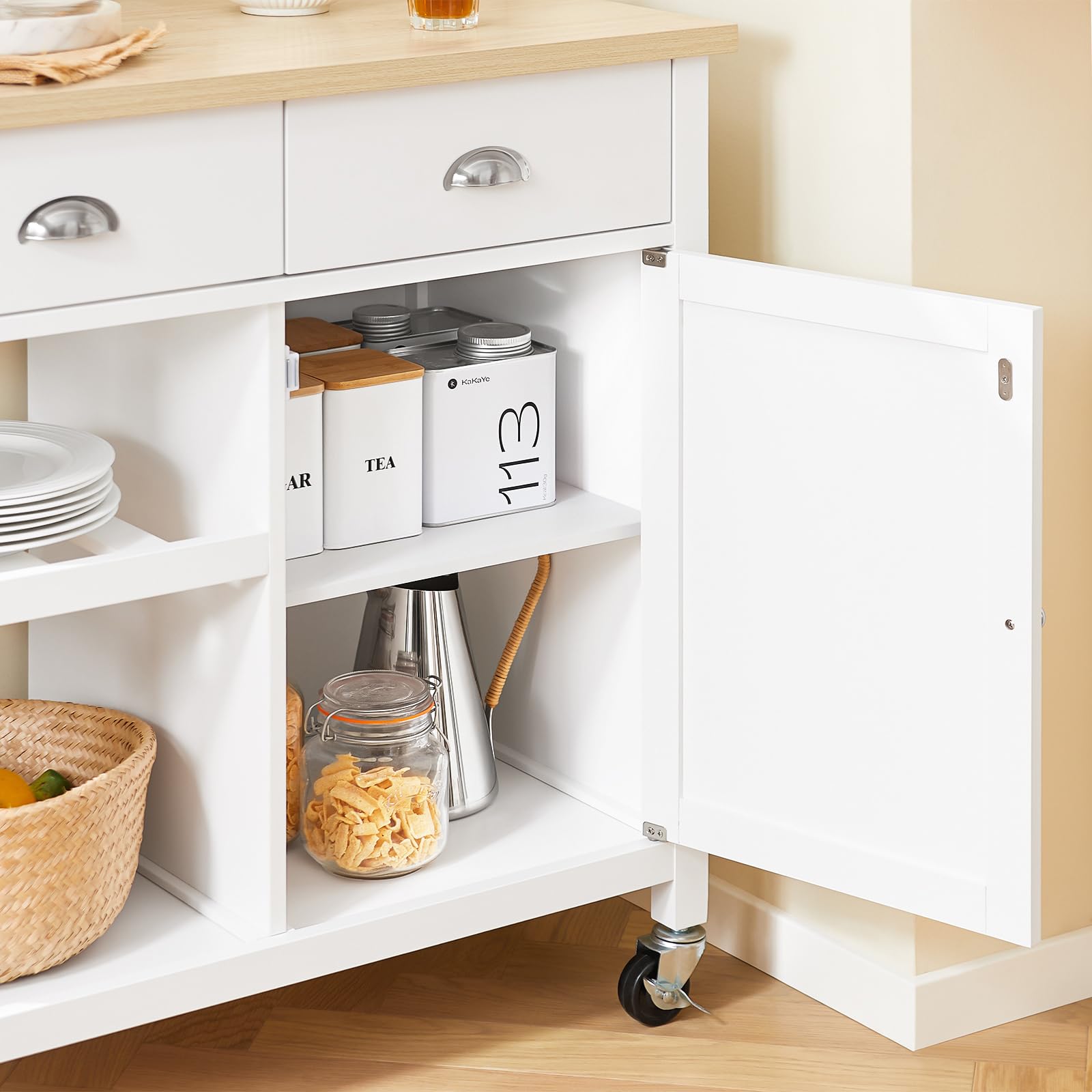 SoBuy Carrello cucina Mobile dispensa cucina Mobile credenza con ruote Bianco 87x48x89 cm FKW62-II-WN