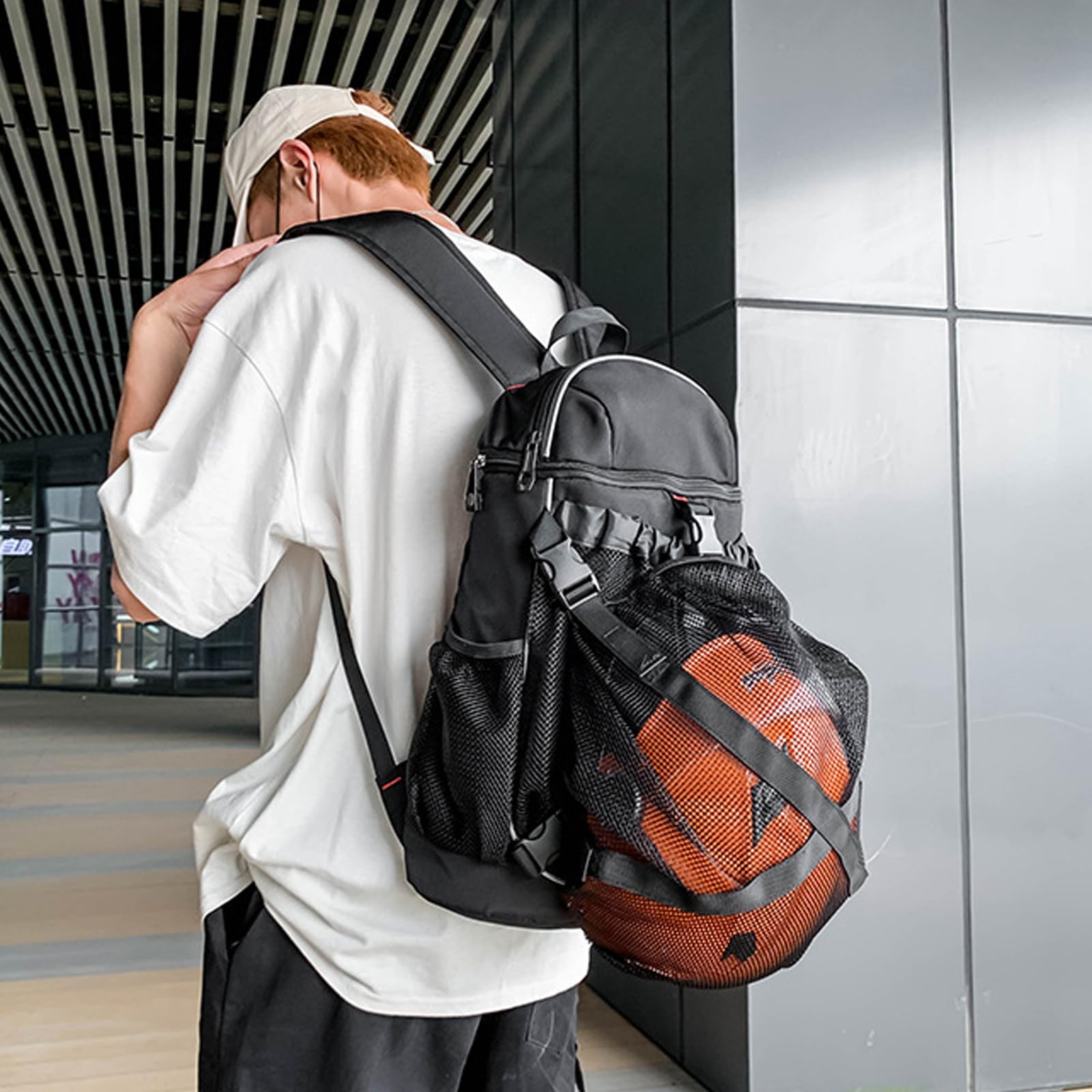 Mochila para Casco De Motocicleta, Mochila Impermeable para Motocicleta Bolsa para Casco De Gran Capacidad De 20l con Red para Casco para Cascos Y Baloncesto para Hombres Y Mujeres EquitacióN
