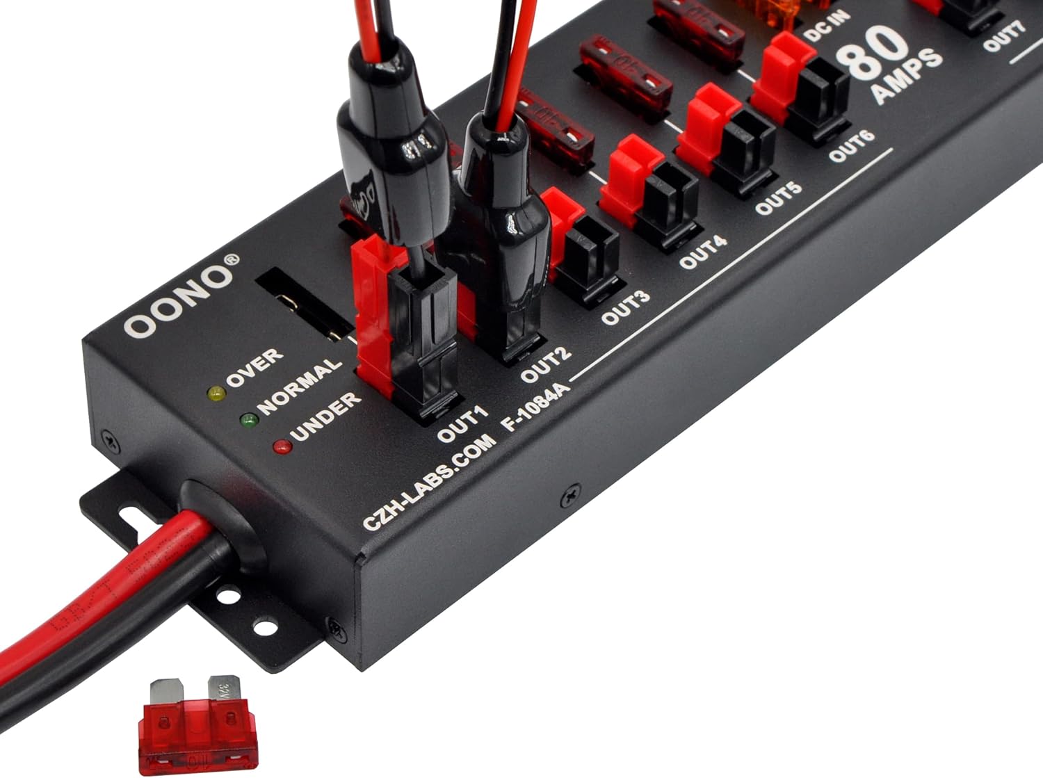 Wired 12 Port DC Power Splitter Distribution Module, with Over-Voltage Under-Voltage Indicators and Buzzer Alarm
