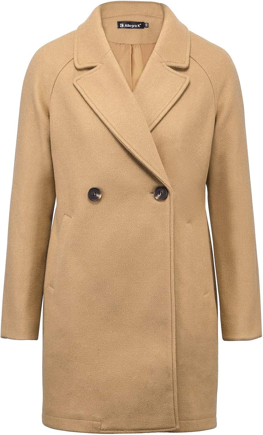 Allegra K Women's Notched Lapel Double Breasted Raglan Winter Coats : Clothing, Shoes & Jewelry