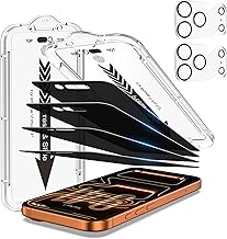 EZ-GLAZ- 4 Pack for iPhone 17 Pro Privacy Screen Protector [6.3"] With 2 Pack Camera Lens Protector, 9H+ Hardness 12FT Military Grade Shatterproof Scratch Resistant Durable Tempered Glass Film with Flawless Fit Kit