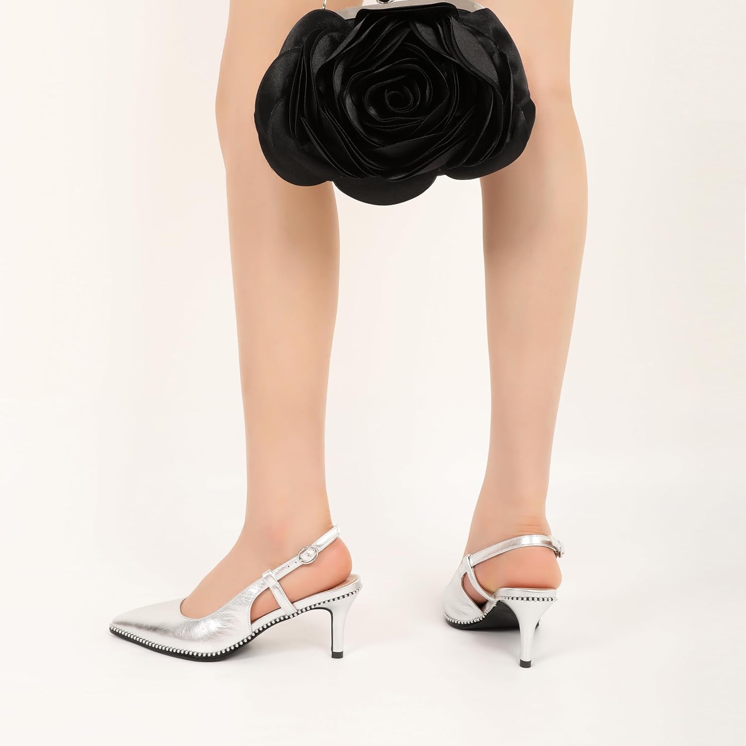 AUMOTED Women Low Heel Pumps Slingback Heels Pointed Toe Beaded Heels 2.5" Elegant Dressy Pumps - Image 2