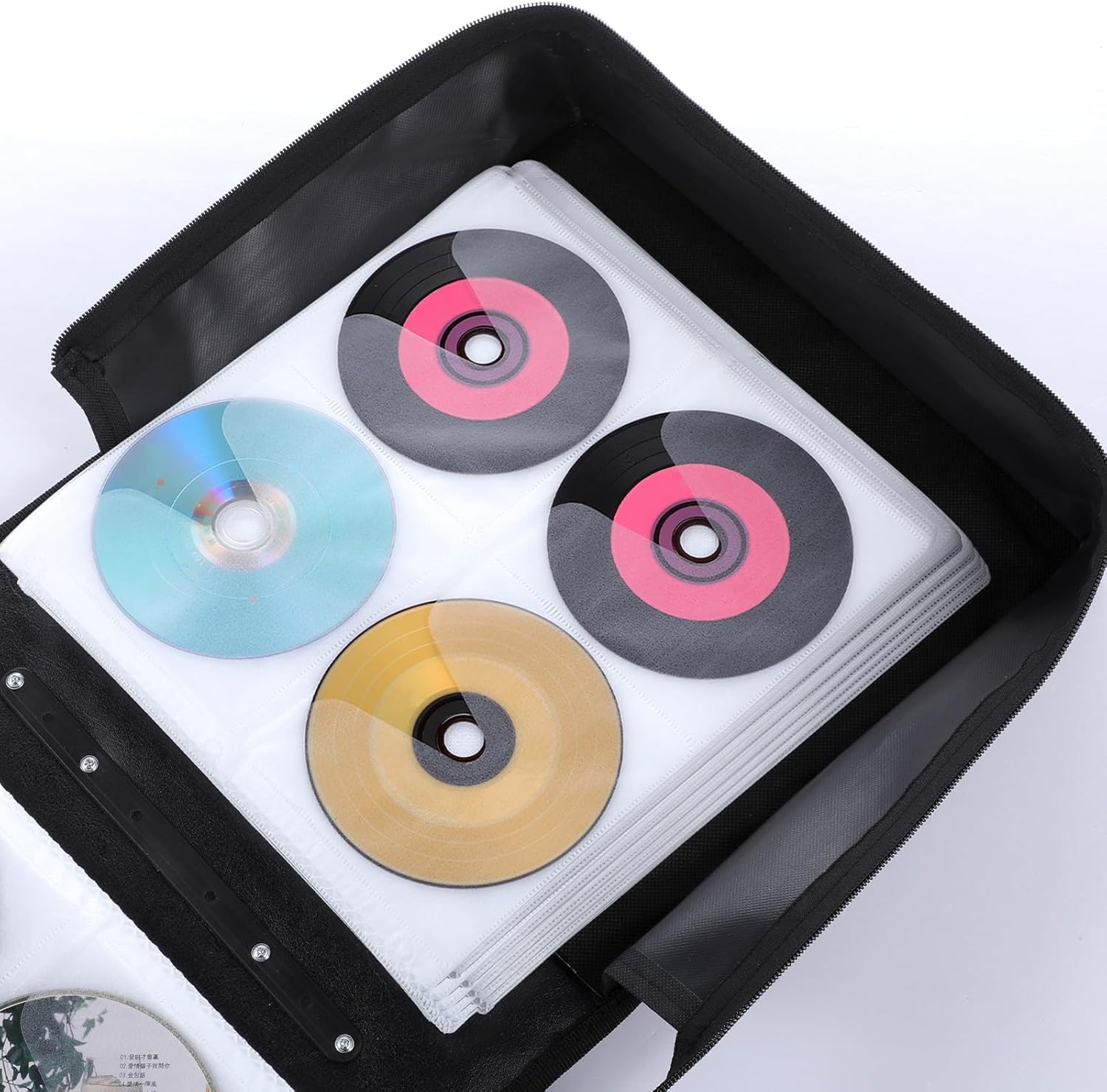 2 Pcs 400 Capacity CD/DVD Case DVD Case Holder Organizer CD Storage Wallets Protective with Zipper 600D Oxford Cloth Disc Wallet for Booklet Album Car Home Office(Blue)