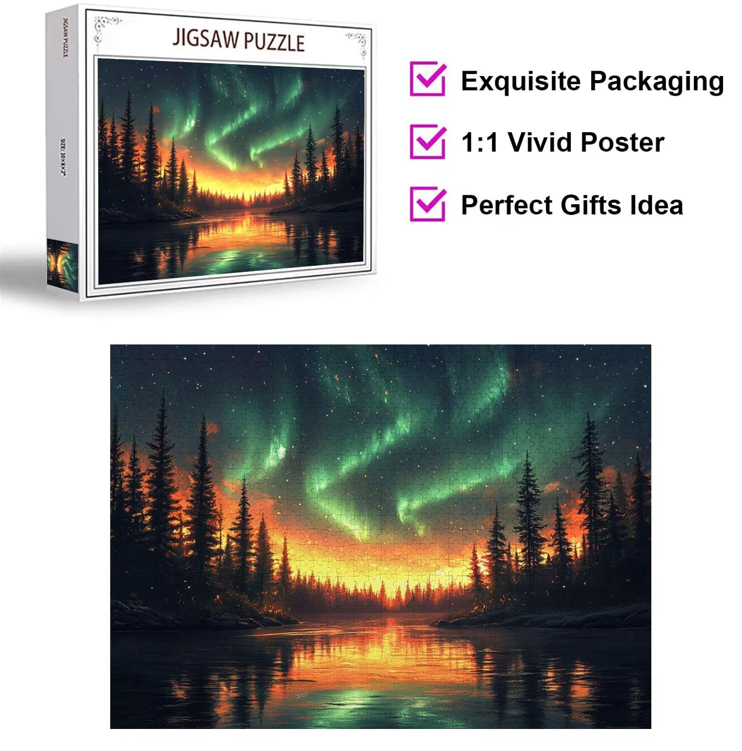 Puzzle 3000 Pezzi Aurora Puzzle Adulti, Gioco Educativo, n-344 | Jigsaw Puzzles Il cielo stellare, Impossibile Difficile Sfida, Classici Gioco Familiare, Giochi Divertenti, Idee Regalo