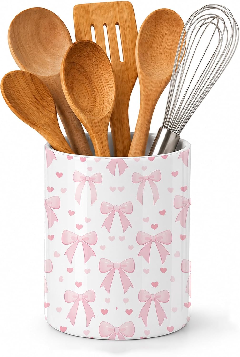 Vintage Flowers Kitchen Utensil Holder,Boho Floral Large Ceramic Utensil Crock for Countertop,Cooking Utensil Organizer for Spatulas,Spoons
