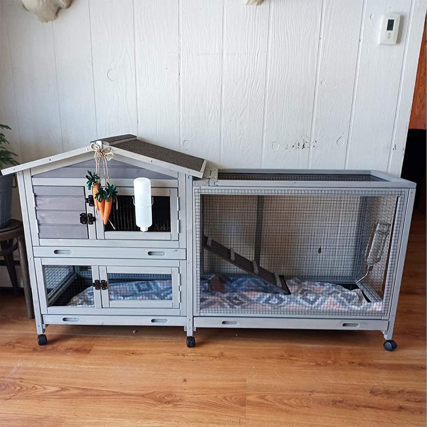 Aivituvin Rabbit Hutch Indoor and Outdoor Bunny Cage with Deep No Leak