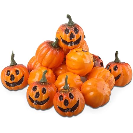 Amazon 16個セット ハロウィン ミニ かぼちゃ 飾り カボチャ 置物 装飾 模型 雑貨 お庭 飾り シンプル飾り オレンジ 置物 オブジェ オンライン通販