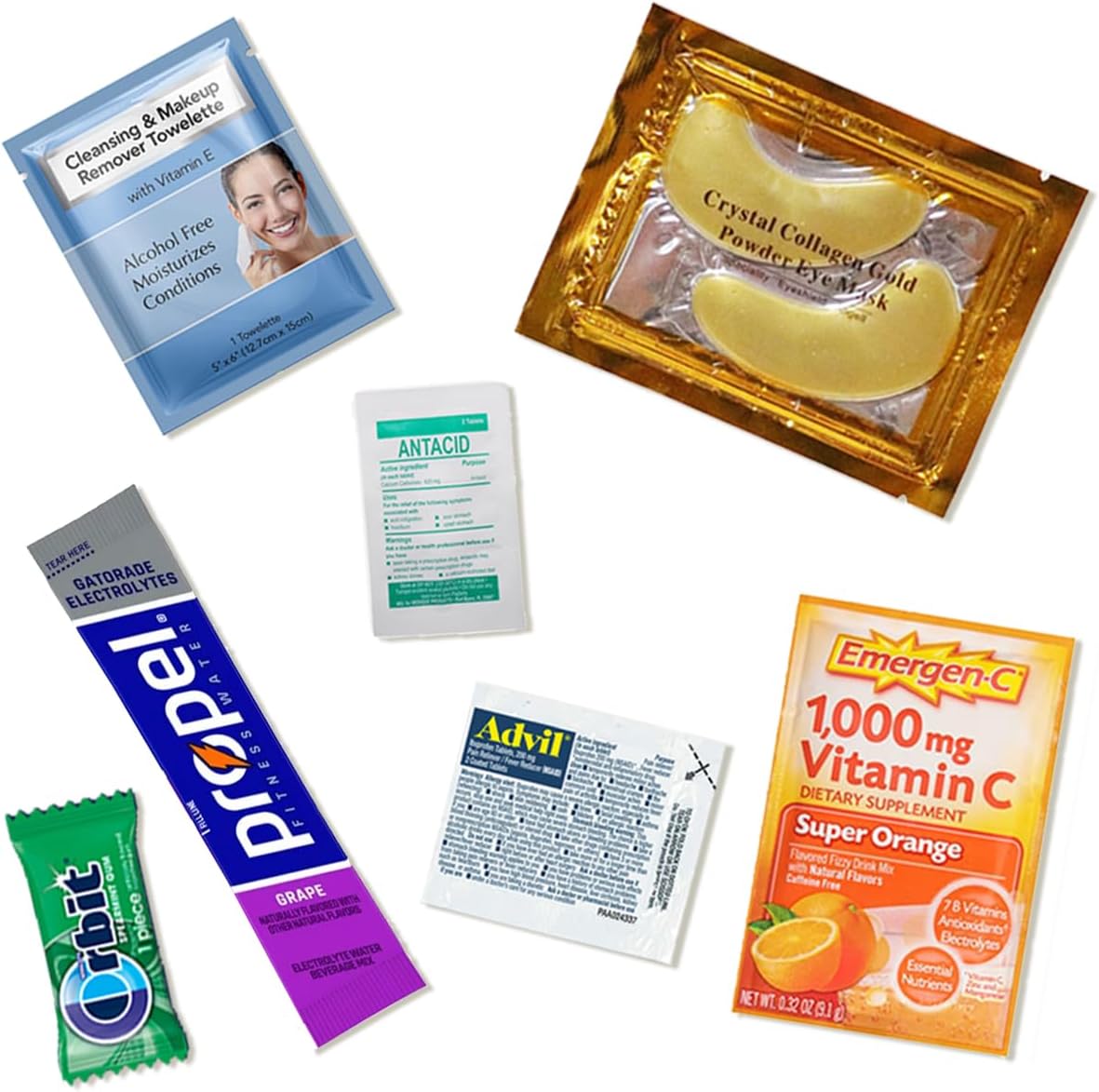 Real Vitamins 5 Sets of Hangover Kit Supplies for Bachelorette Parties, Weddings, Birthdays & Events - 8 Essential Hangover Recovery Items Per Set (5 Sets)