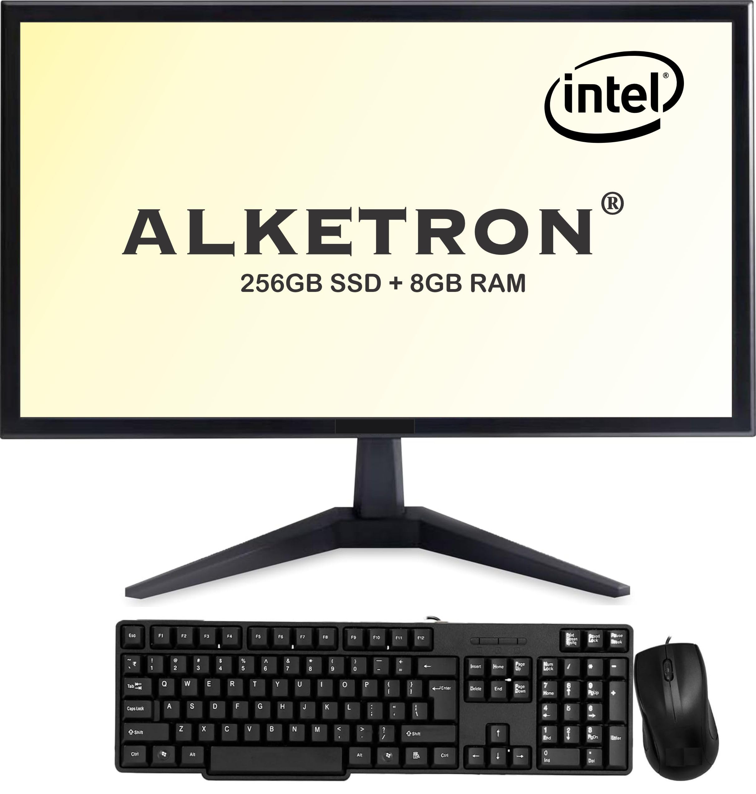 ALKETRON Portable Mini Desktop PC with 20 inch Display; WiFi & Bluetooth; 512GB M.2 SSD; 8GB RAM; windows11 & MS Office - Free Carry Bag - 1Year Warranty(Student Edition All-in-One Set)-image-0