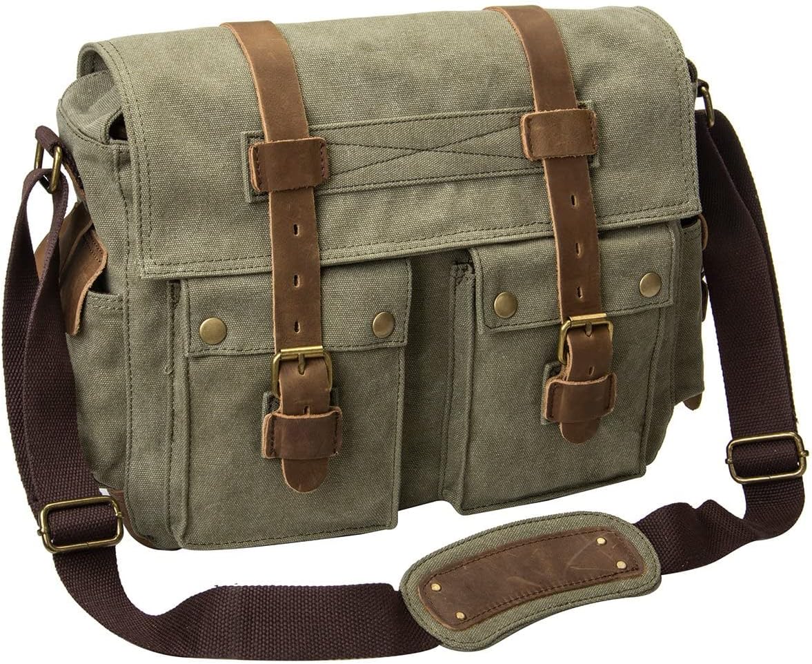 Men's Lightweight Vintage Waterproof Canvas DSLR SLR Shockproof Camera Shoulder Messenger Bag Sling Bag