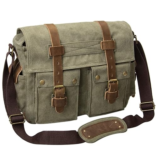 Men's Lightweight Vintage Waterproof Canvas DSLR SLR Shockproof Camera Shoulder Messenger Bag Sling Bag