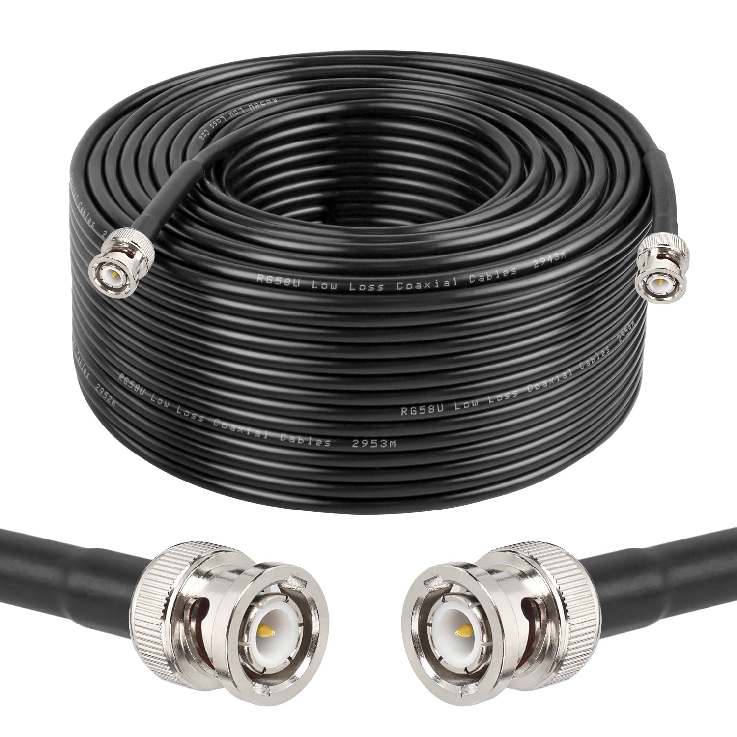 200ft 50 Ohm RG58 Coaxial Cable with BNC Connectors