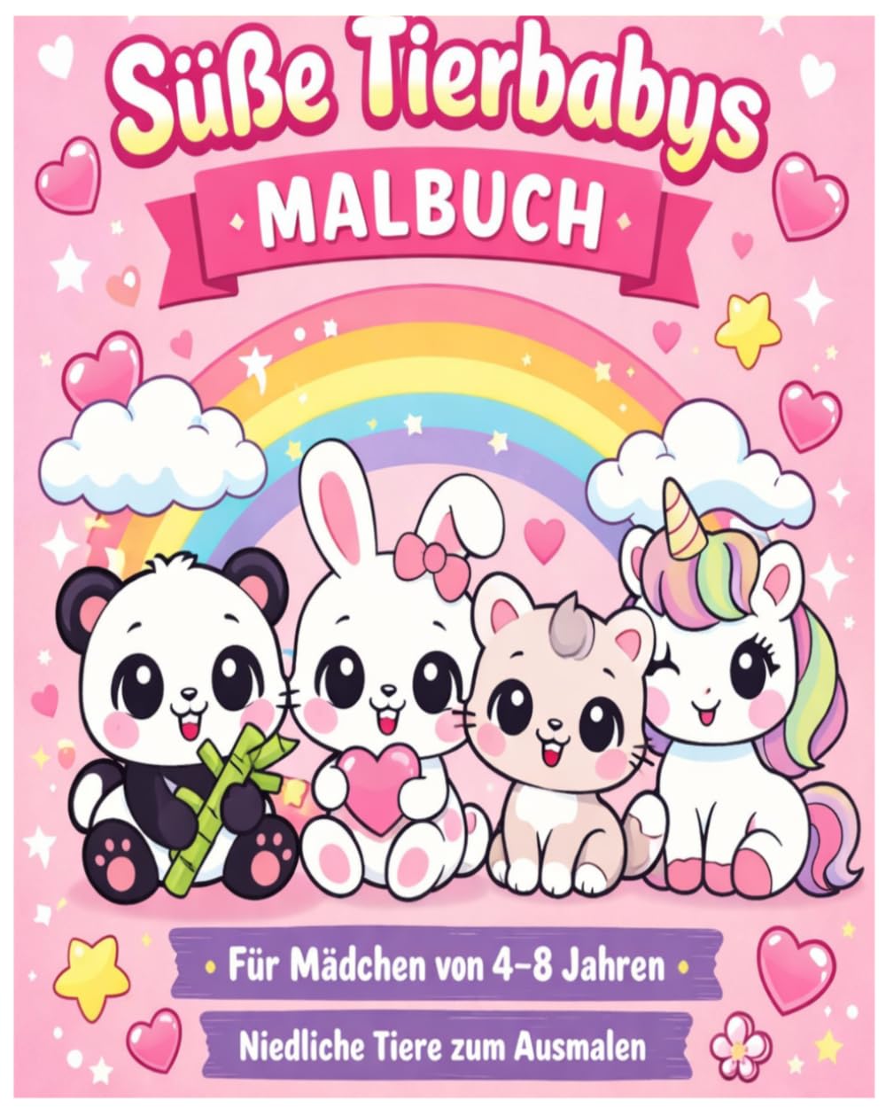 Süße Tierbabys Malbuch für Mädchen von 4–8 Jahren: Süße Tierbabys zum Ausmalen für Mädchen von 4–8 Jahren – mit einfachen Motiven, großen Flächen und einem magischen Einhorn für extra Malspaß!