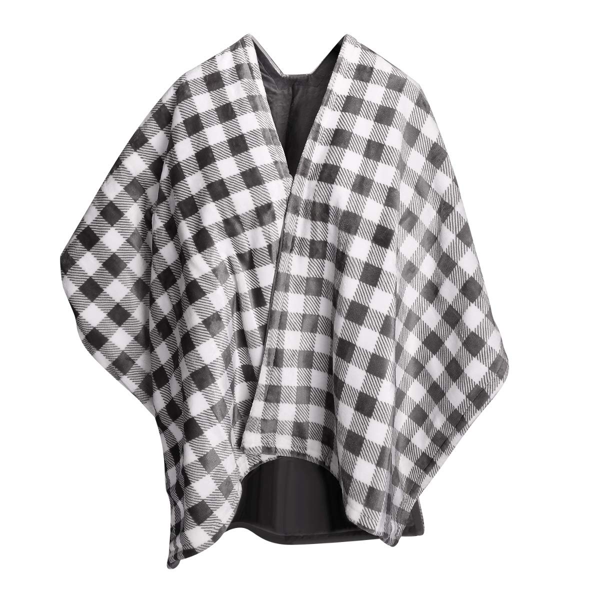 Navaris Manta eléctrica para Hombros Cuello y Brazos - Poncho eléctrico con Forma de U y Mando - Manta térmica Lavable - En Blanco Negro y Gris