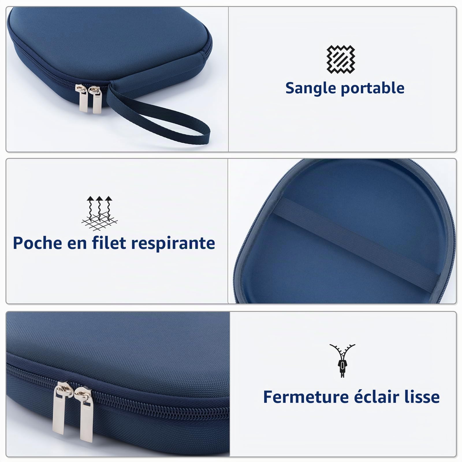 Étui compatible avec JBL Tune 510BT 520BT 500 720 BT 770 NC 760 NC, Sony WH-CH520 WH-CH720N, écouteurs sans fil à réduction de bruit, étui portable pour écouteurs de voyage (bleu)