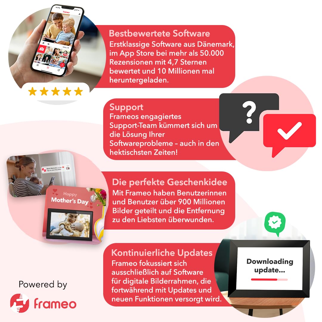 Universum DBR 400 - Digitaler Bilderrahmen 10,1 Zoll (25,7cm), schwarz | WLAN, Frameo App, IPS Touchscreen, 32GB Speicher, Für Fotos & Videos