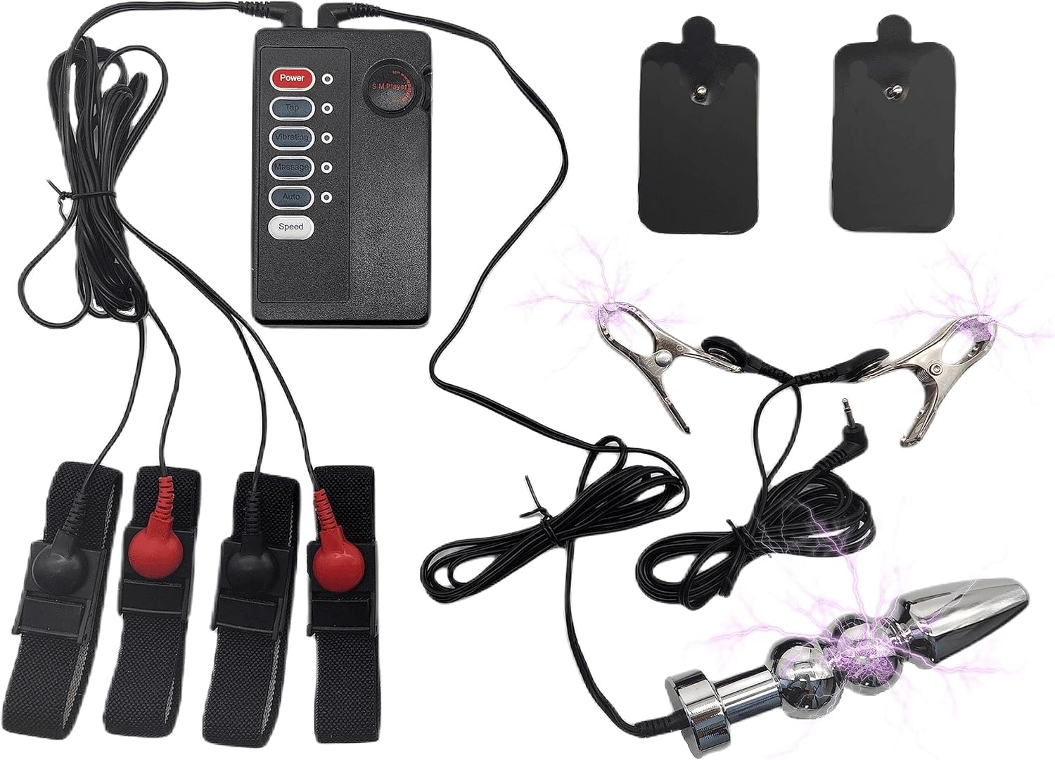 Plug Anal Électrique Pinces à Tétons Extreme Électrode Autocollant Appareil | Bondage Set d'électrostimulation Pour Femme et Homme