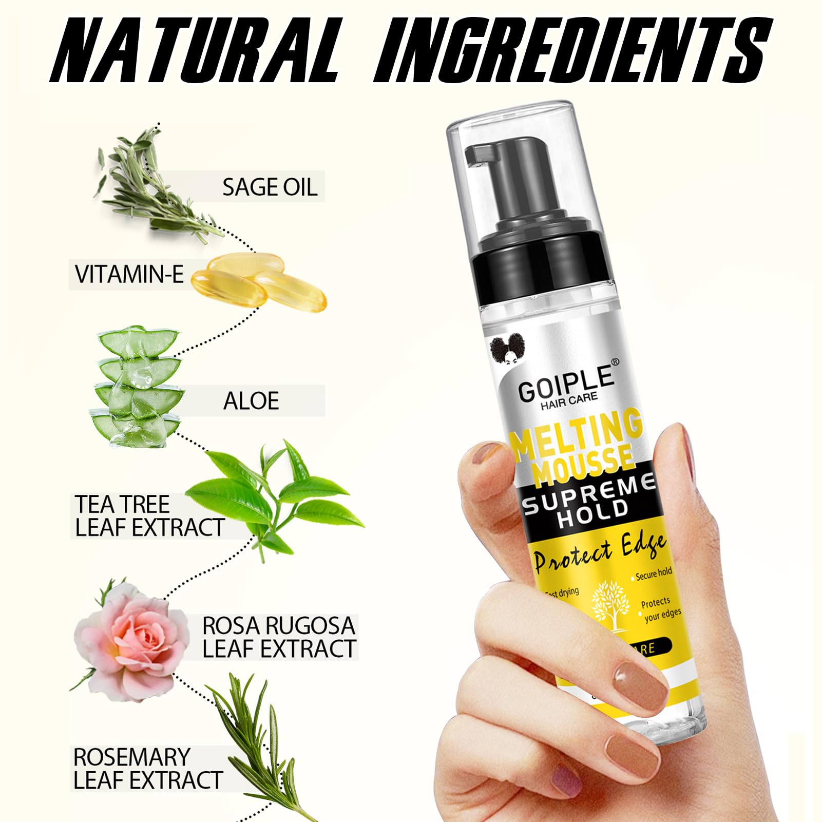 8.45 FL OZ Lace Melting and Holding Mousse Glue-Less Hair Adhesive for Wigs, Extra Hold Lace Melting Mousse Adhesive Wig Spray for Closure Wigs Extensions, Wig Melting Mousse Supreme Hold for Wig Hair