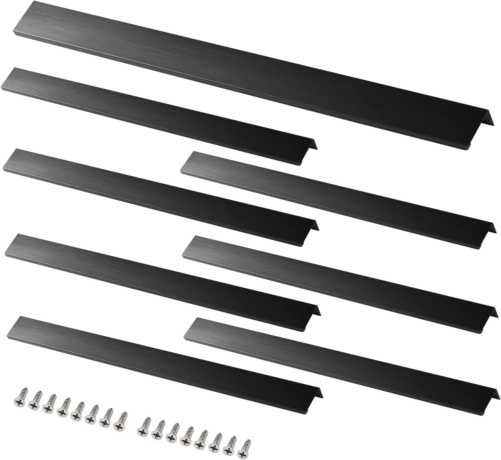 TOPHOME 4pcs 400mm/15.7" Back Mount Finger Edge Pull Hidden Concealed Handle for Home Kitchen Living Room Door Drawer Cabinet(Black)