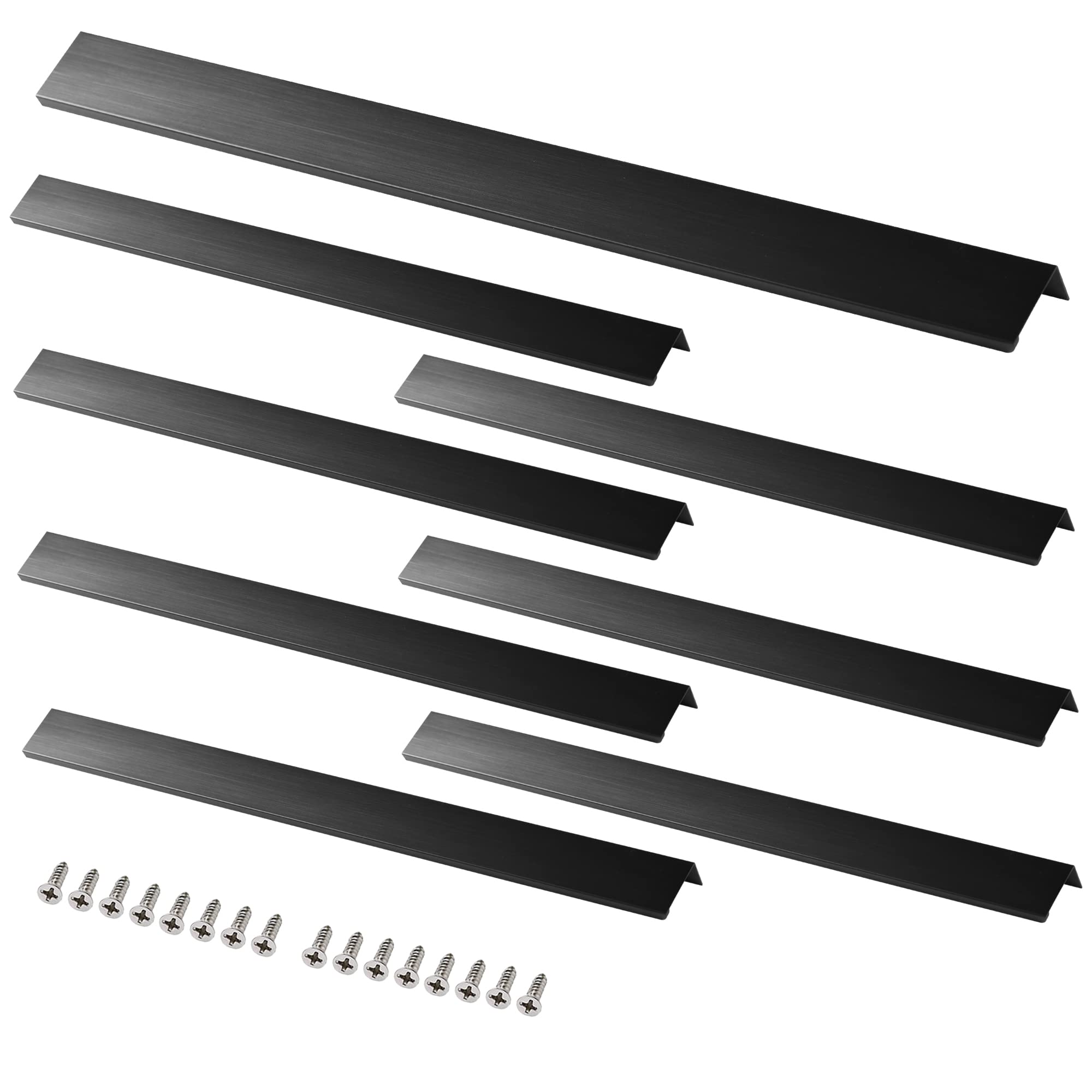 TOPHOME 4pcs 400mm/15.7" Back Mount Finger Edge Pull Hidden Concealed Handle for Home Kitchen Living Room Door Drawer Cabinet(Black)