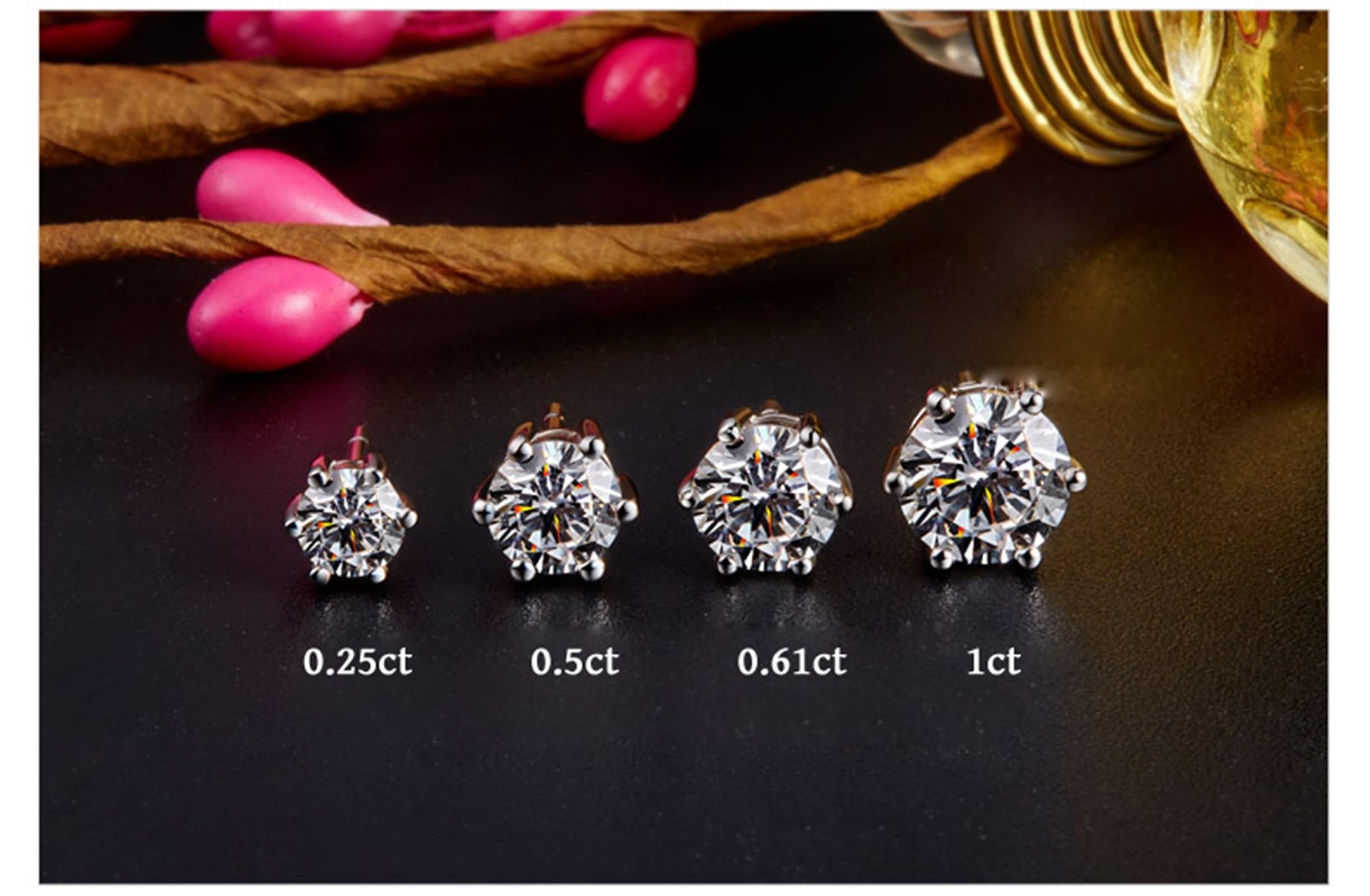 AMDXD Weißgold 18 Karat 750 Ohrstecker Weihnachten Echt Goldschmuck, Labor Erstellt Diamant Klassiker Damenohrringe Brillantschliff, Damenohrringe 18K Gold