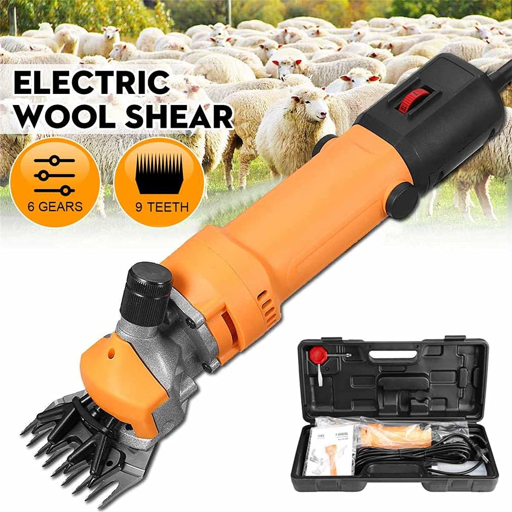 Sheep Shears,850W 6 Gears Speed Electric Sheep Goat Shearing Machine 9 Teeth Clipper Farm Shears Cutter Wool Scissor Cut Machine,for Heavy Duty Animals Hair Haircut (Orange)