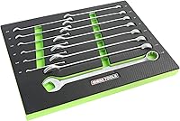 Vista 1 de OEMTOOLS 23993 Juego de llaves combinadas de 14 piezas, juego de llaves SAE de 1/4"-1-1/8", llaves Posi Grip, extremo abierto de acero tratado