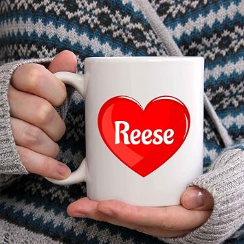 Reese Coffee Mug - Custom Personalized Heart Cup with Name, 11 oz