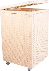 Cesto de Roupas 40x40x70 com Rodinhas 100 Litros Fibra Sintética (Palha)