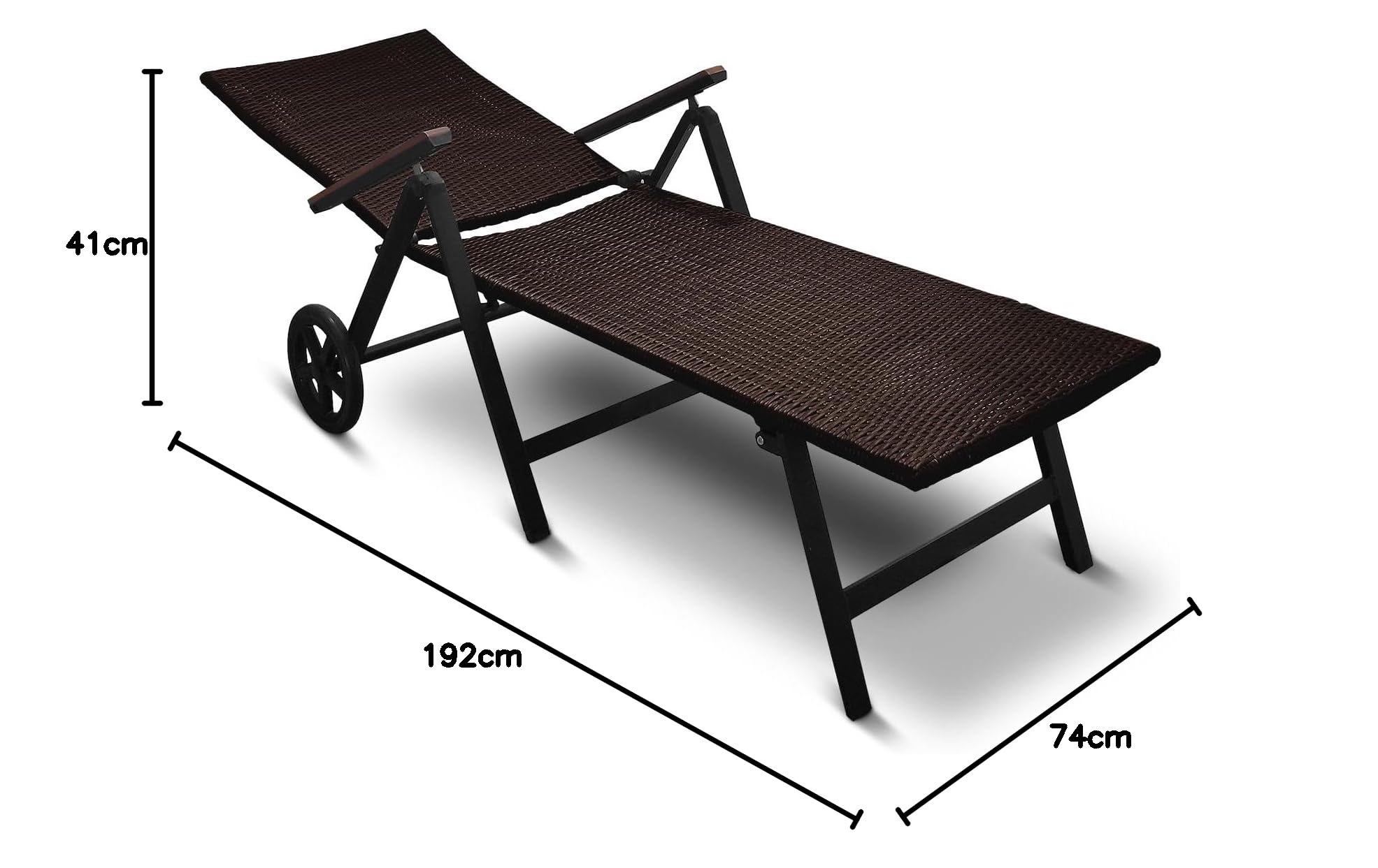 Generisch Aluminium Polyrattan Rollliege verstellbare Relaxliege 120 kg belastbar Sonnenliege Klappbare Gartenliege Campingliege Grau Neu