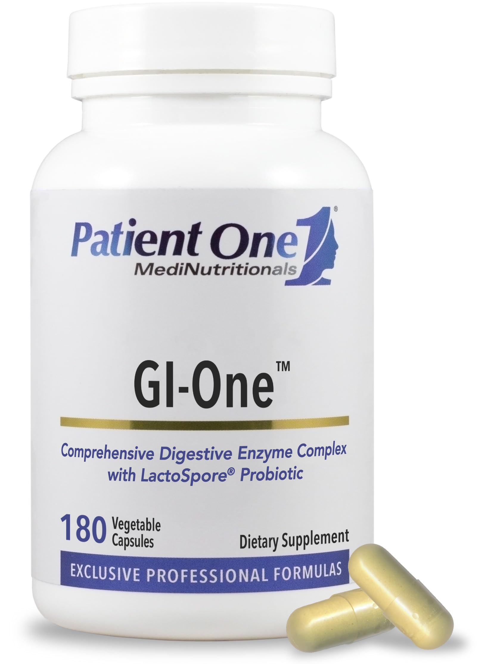 Patient One GI-One | Supplement to Support Food Metabolism and Nutrient Absorption* | with Digestive Enzyme Complex and More | 180 Capsules