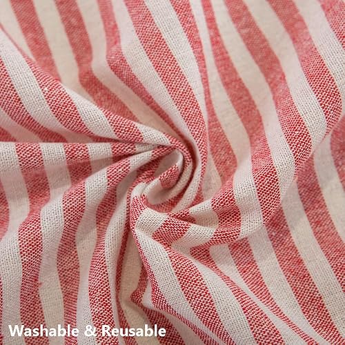 Miniatura 6 de TruDelve Mantel rectangular de 102 pulgadas, mantel de tela a rayas rojas y blancas, para mesas rectangulares (rojo, 102 x 55 pulgadas, rectangular)