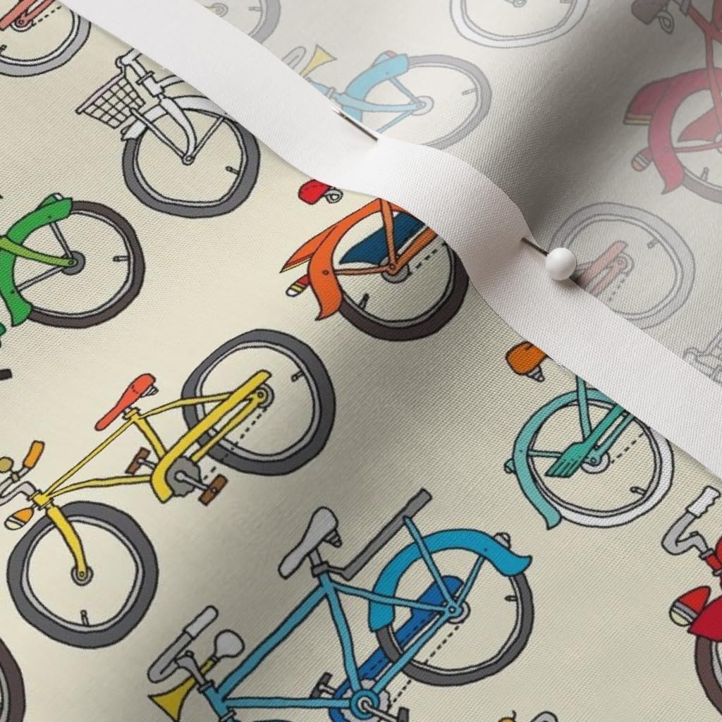 Spoonflower Fabric - Bikes Bicycle Bike Cycling Vintage Race Biker Cartoon Exercise Printed on Cotton Poplin Fabric by The Yard - Sewing Shirting Quilting Dresses Apparel Crafts