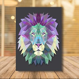 Polygon shape coloured Lion Present Birthday Wedding Anniversary Valentine Valentines Day Love Gift Quote Word Print