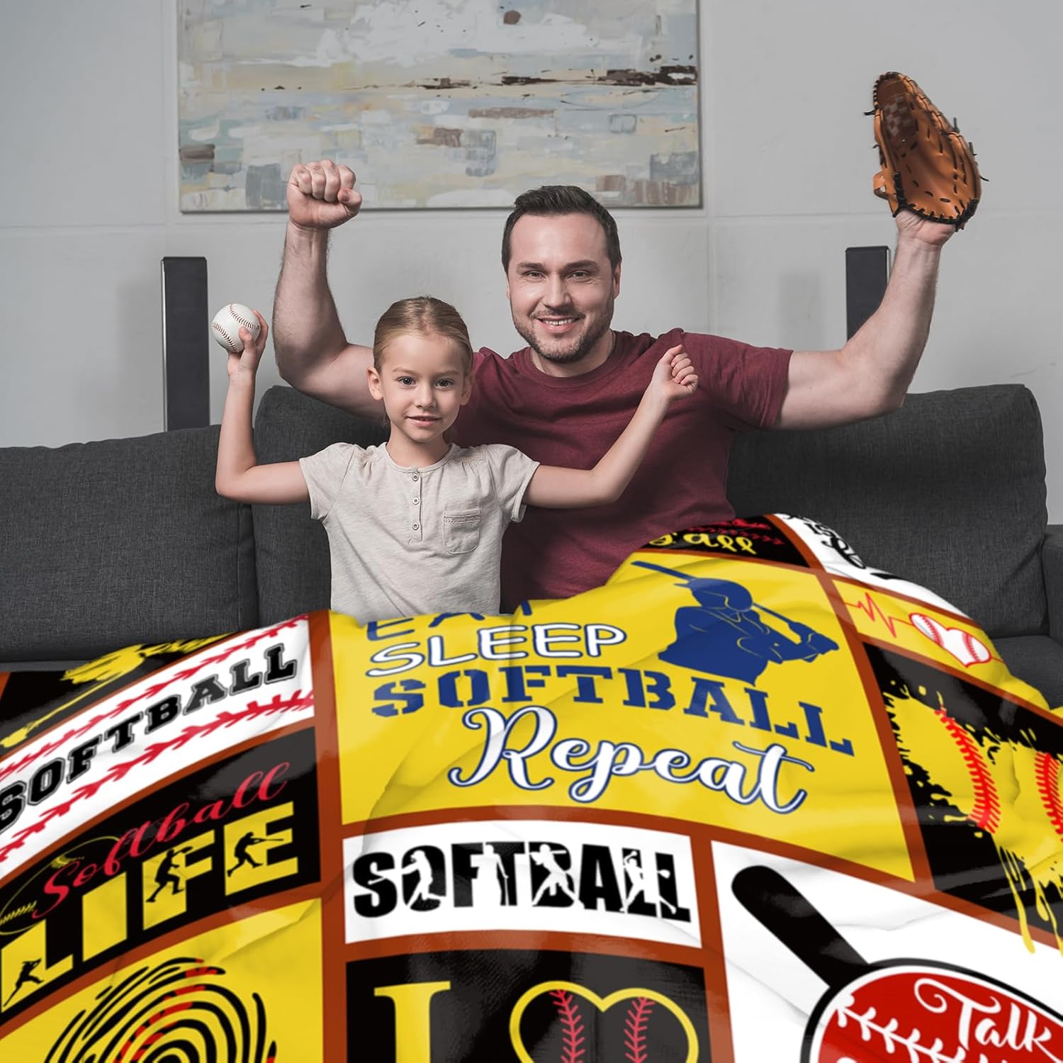 Softball Blanket for Women Softball Gifts Softballs Blankets for Girls Teenager Birthday Soft Cozy Fleece Flannel Sports Fan Throw Blankets for Kids Adult Softballs Lover/Player Gifts 50"x60"