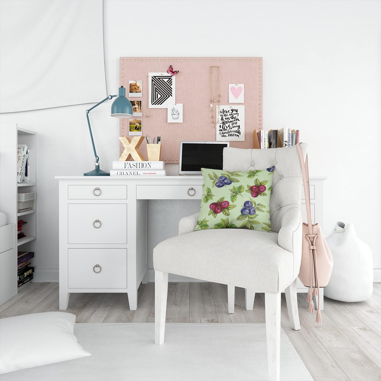 Caroline's Treasures BB5208PW1414 Berries in Green Fabric Decorative Pillow Machine Washable, Indoor Outdoor Decorative Pillow for Couch, Bed or Patio, 14Hx14W