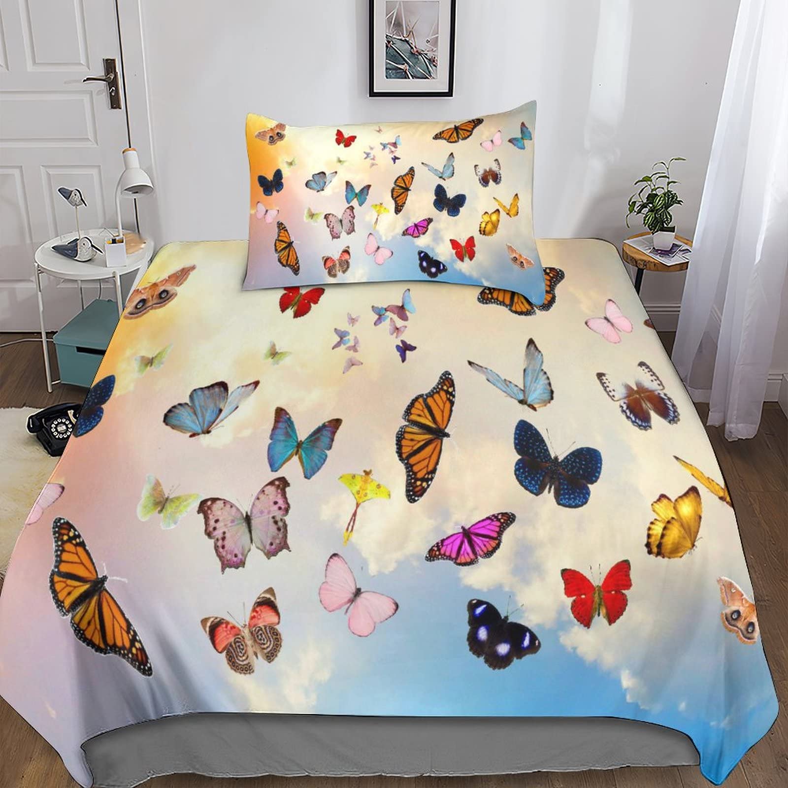 Housse couette personnalisée avec photo linge de lit 3D papillon single