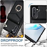 Vista 6 de Asuwish Funda de teléfono para Samsung Galaxy Note 10 5G con protector de pantalla de vidrio templado y anillo de bloqueo RFID, tarjetero de cuero