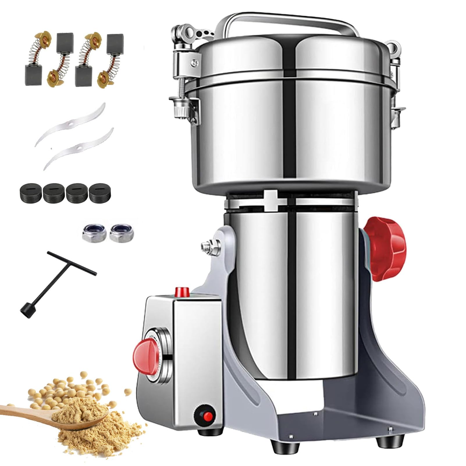 Pnpaea LED 2500W Display Grain Grinder Spice Grinder Electric Grain Mill Grinder 30s High-speed Superfine Grinding with Overload Protection for Dried Material 430-2500g