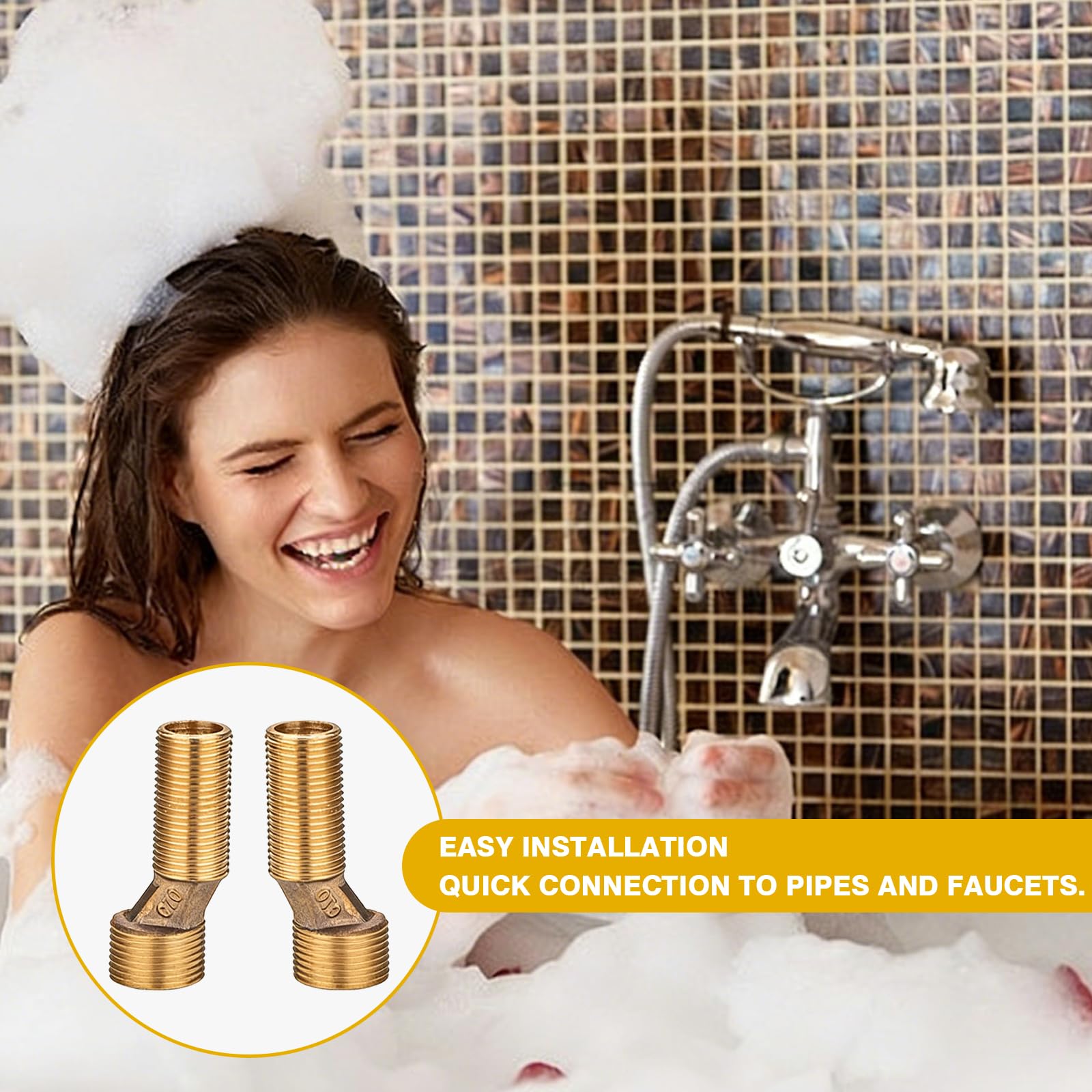 Conector Masculino de Latón para Baño Ducha con Brazo Giratorio Ajustable y Reductor Excéntrico - Adaptación de la Distancia de Mezclador de 1/2 a 3/4 Pulgadas, Anticorrosión y Fácil Instalación — view 6
