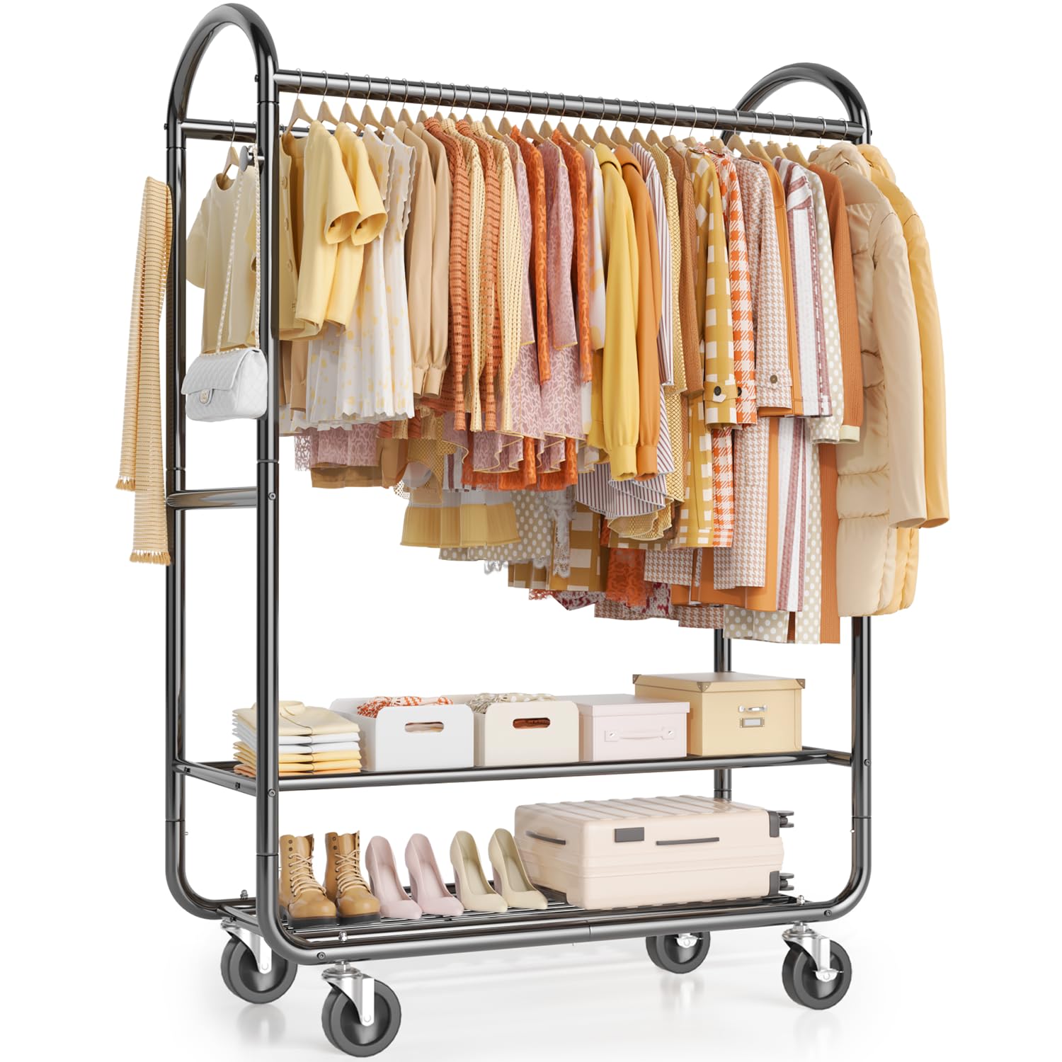 Photo 1 of ***MISSING PARTS***EAGMAK Heavy Duty Clothing Racks for Hanging Clothes 720 Lbs, Rolling Clothes Rack Double Rod Garment Rack with Lockable Wheels, Metal Closet Organizer for Bedroom, Laundry, Retail, Black