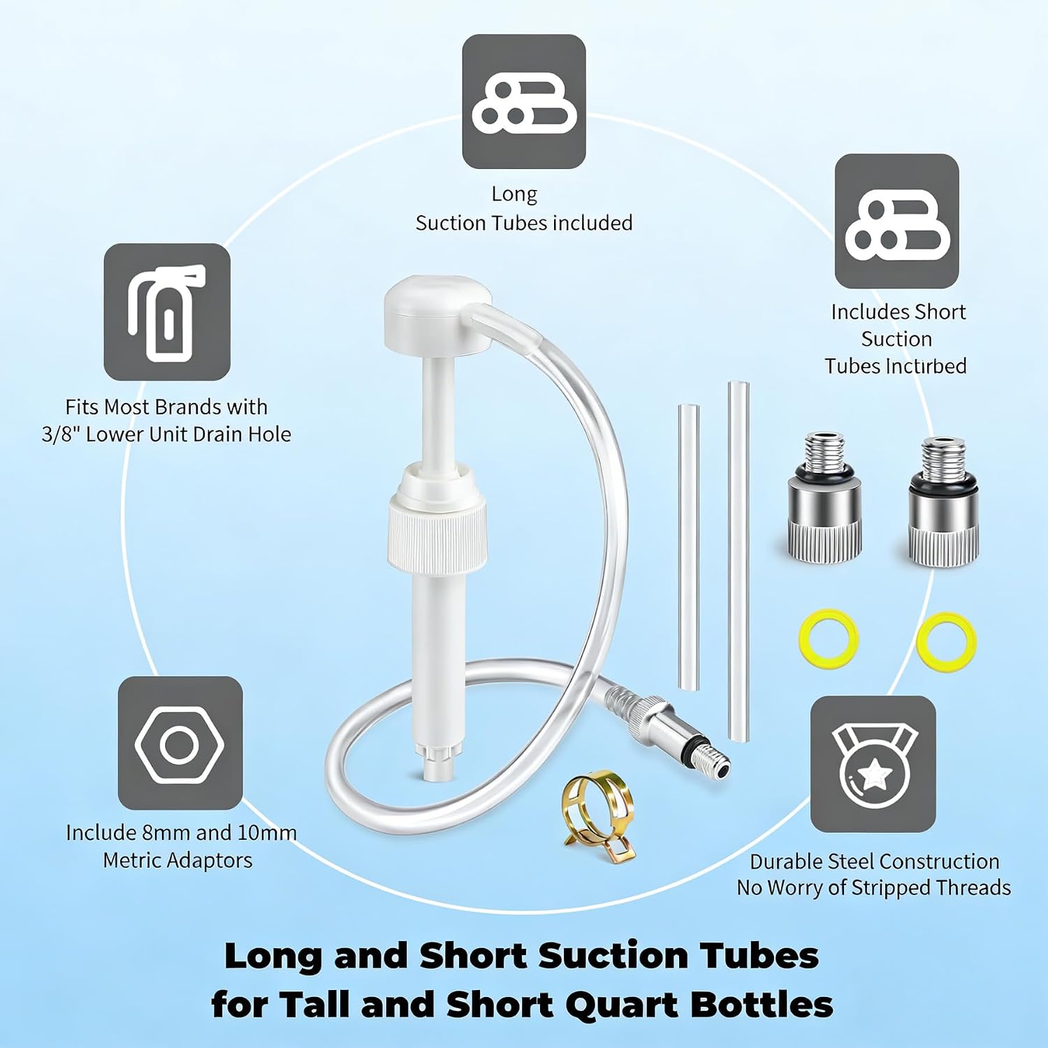 Marine Lower Unit Gear Oil Pump – Compatible with Standard Quart Bottles for Outboard Motors & MerCruiser Sterndrives
