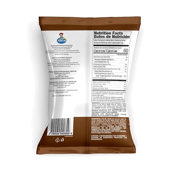 Arcor Chocolate Filled Mints - Sweet, Delicious & Individually Wrapped Hard Candy from South America, Perfect for Parties, Events, and Everyday Treats - 5oz Bags (Pack of 6)